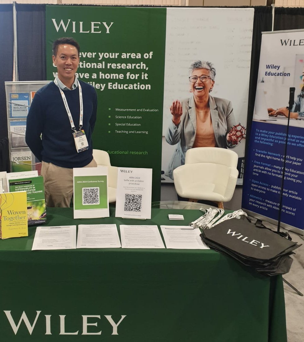 The Wiley Education team are excited to be at #AERA2024! Please do pop by booth 620 if you're interested in publishing or peer reviewing @WileyPsychology @WileySociology