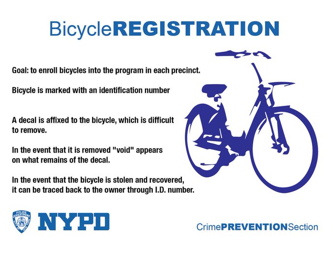 Avoid theft by: ✔️Secure it up properly with a 'U' lock. ✔️Use @NYC_DOT City Racks. ✔️Register your bike with your Crime Prevention