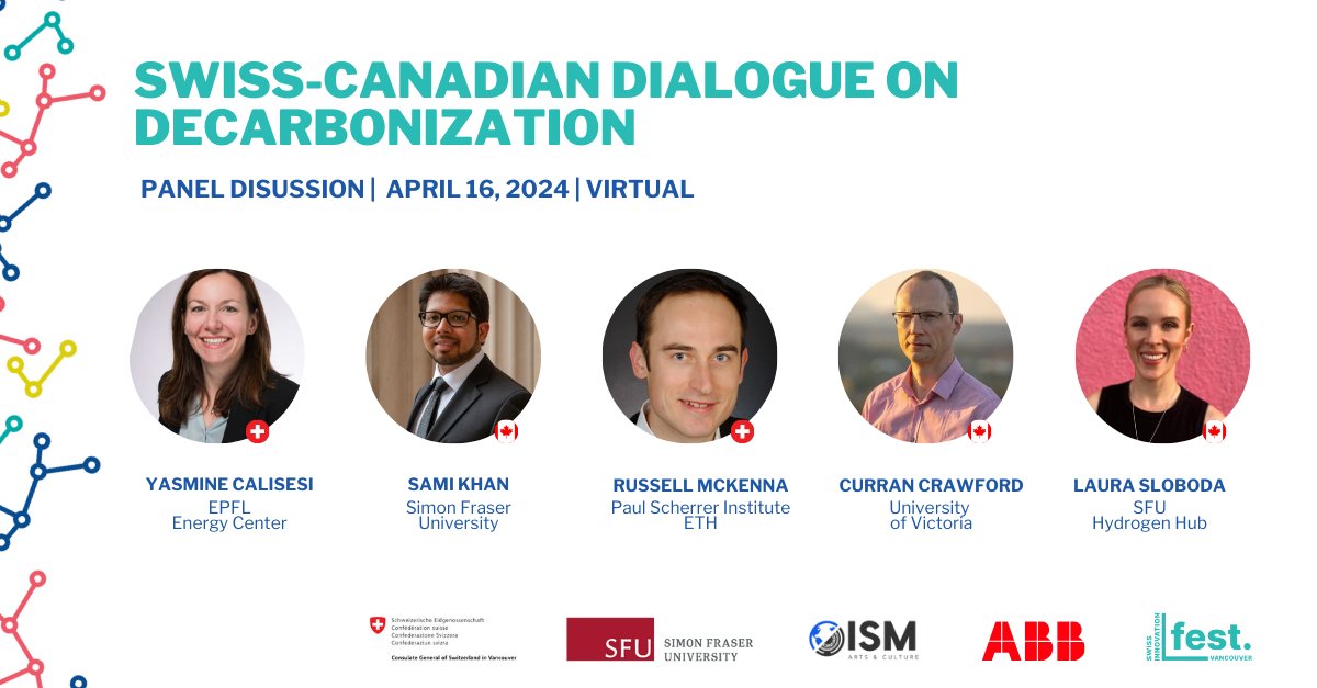 CLEAN ENERGY PANEL 🍃 On April 16, speakers from 🇨🇭 & 🇨🇦—including @SFU's Laura Sloboda (Hydrogen Hub) & Sami Khan (@FAS_SFU)—will come together to share different approaches to decarbonization and energy solutions. Register: innovationfest.net/clean-energy-p…