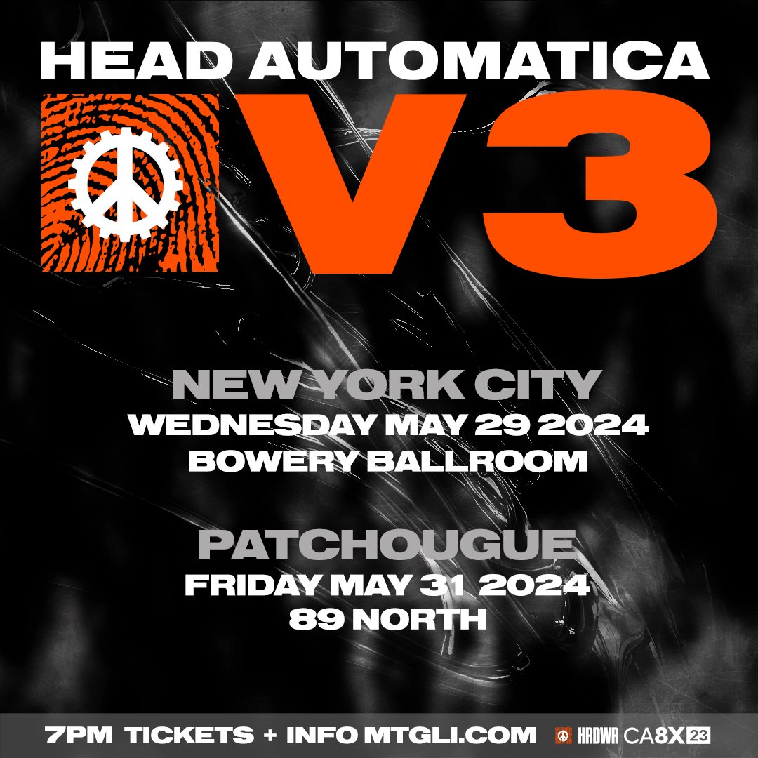 Head Automatica is excited to announce that in May we will be playing Long Island, and for the first time since 2010, New York City. We look forward to seeing you.