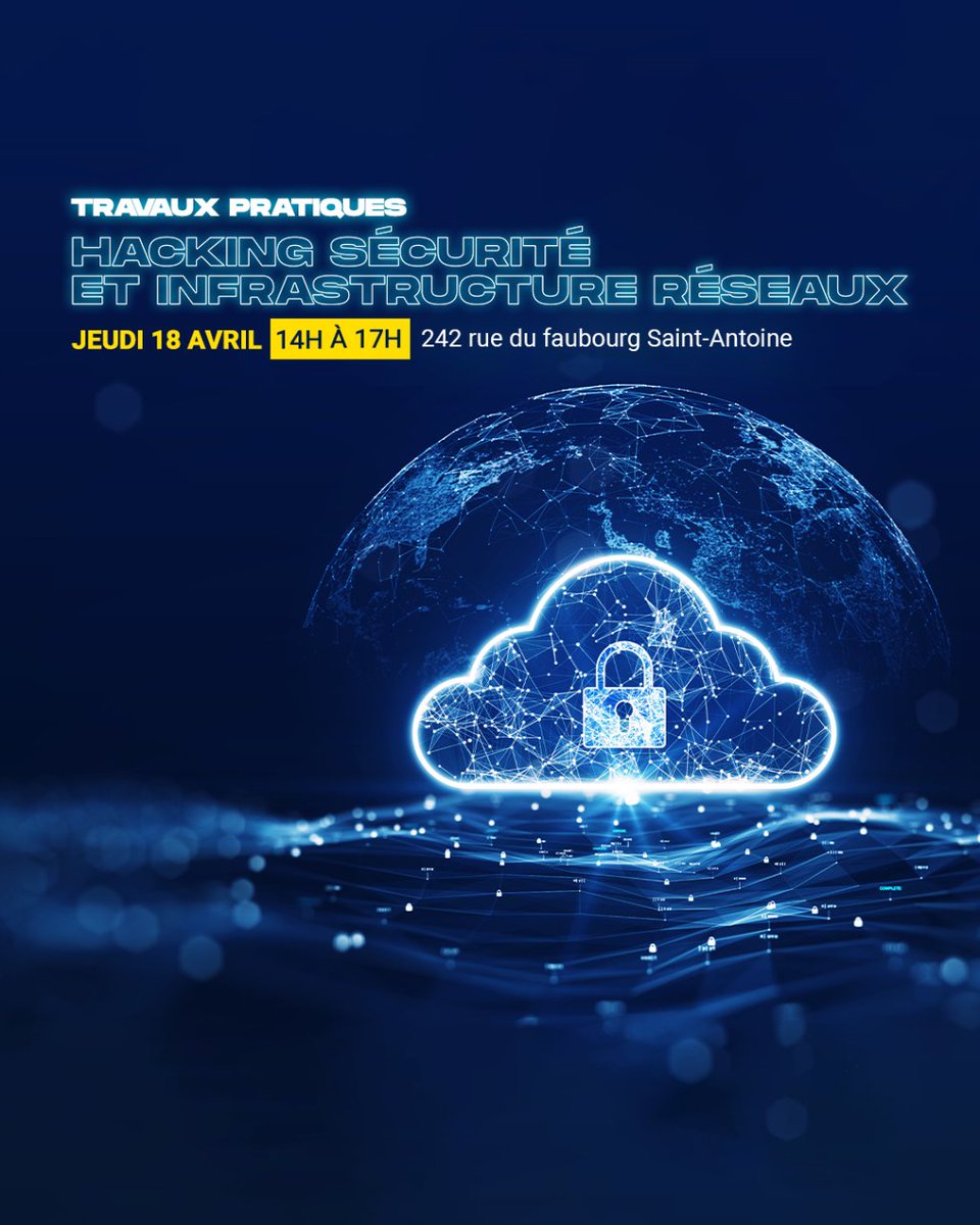 Le jeudi 18 avril, l'ESGI aura le plaisir d'accueillir une trentaine d'étudiant.e.s pour une après-midi travaux pratique orientée hacking, sécurité et infrastructures réseaux. #esgi #esgisquad #informatique #it