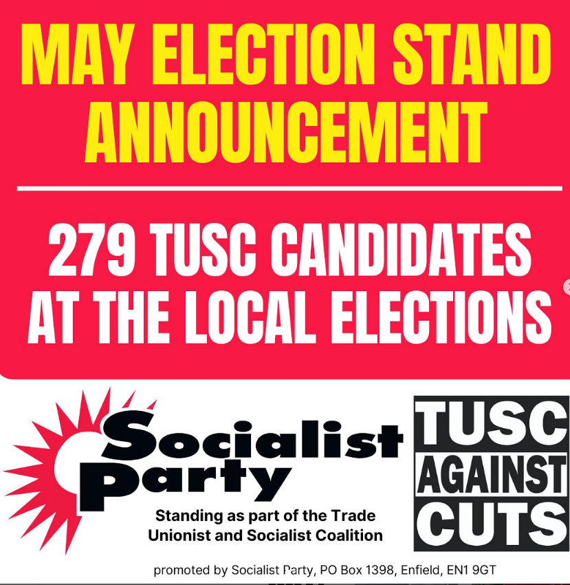 Socialist_party's tweet photo. Working-class, anti-cuts, socialist fighters are standing as part of the Trade Unionist and Socialist Coalition (TUSC), Socialist Party members among them. Want to get involved? Join us at https://t.co/oSqCh3noVK
promoted by Socialist Party, PO Box 1398, Enfield, EN1 9GT https://t.co/ttcikA4WLv