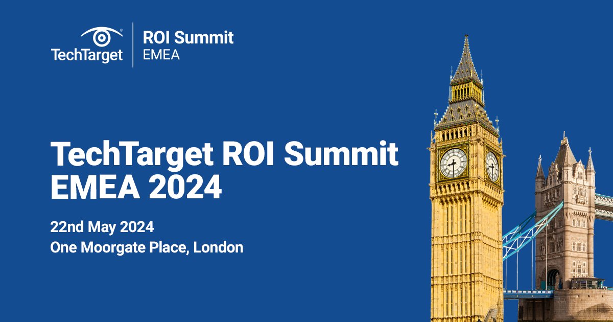 🚨Save the date🚨Join us in person May 22nd for TechTarget's ROI Summit in London as we explore how data-driven strategies are shaping the go-to-market motions for leading tech organizations ✔️ Register and save your spot: bit.ly/3wWQC9A