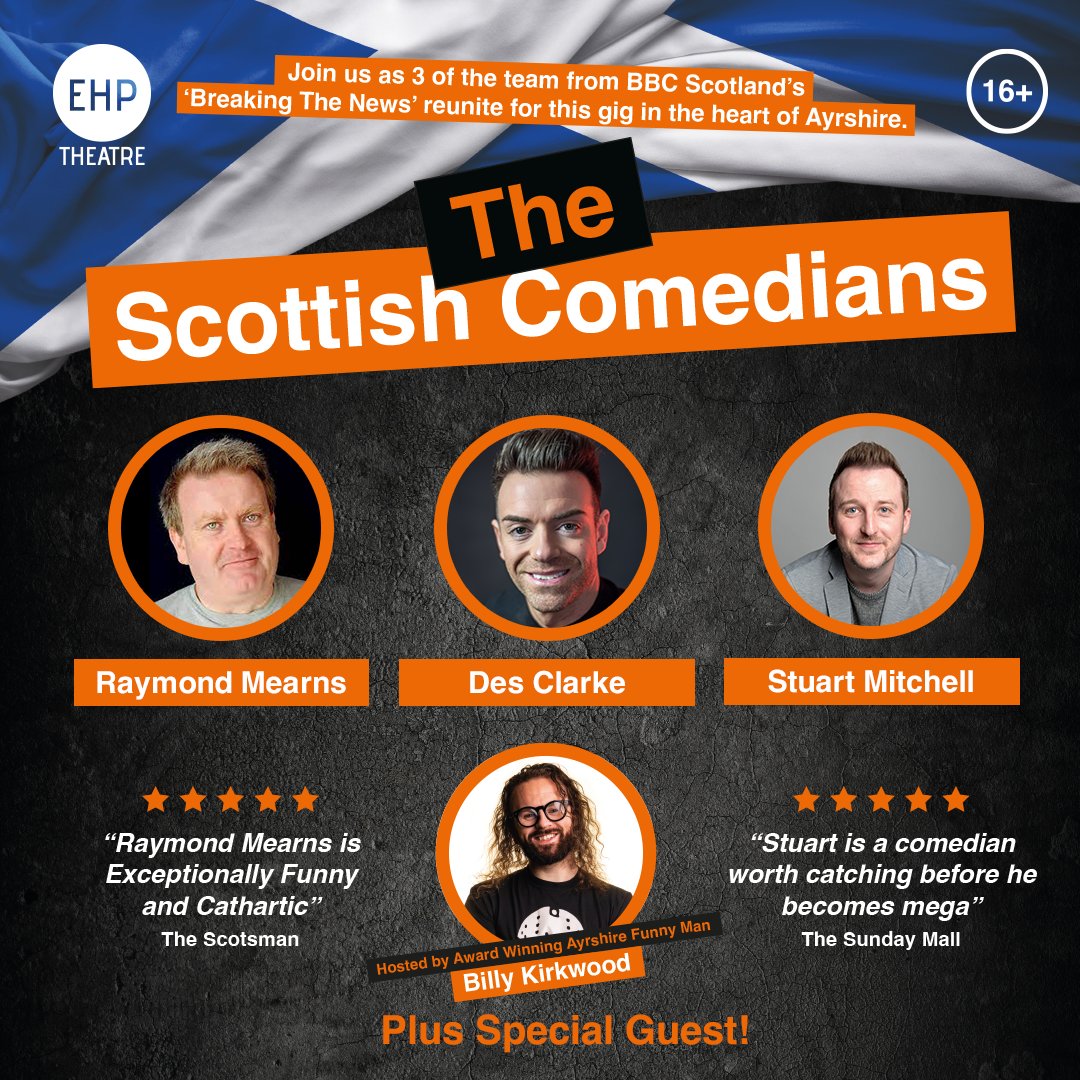 Bringing you comedy from the finest comedians from Scotland 🎤 The Scottish Comedians 📅 Sat 11 May 2024 🎟️ bit.ly/3vMiUDA Age Guidance: 16+ Please note the performance may contain strong language and adult themes #comedy #scottishcomedy #whatsonayrshire #ayrgaiety