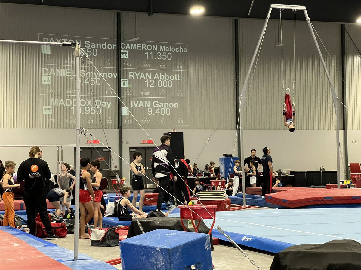 In Ottawa today with the 12-year old, who is competing in the P2 Men’s Artistic Gymnastics Ontario provincial championships.