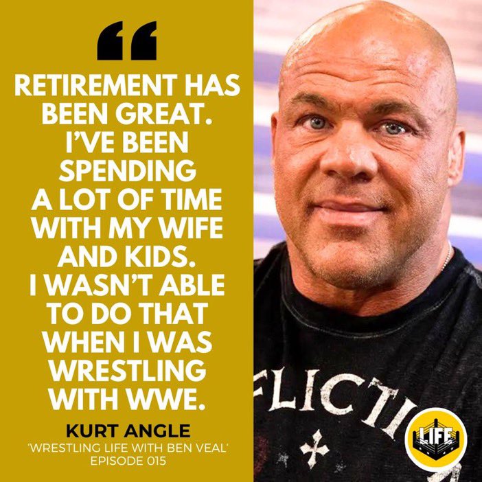 Out now! #WrestlingLifePod ep 015 with @RealKurtAngle! 🇺🇸 Kurt joins @BenVealWrites to talk retirement, family life, the #WWEHallofFame and the future. Spotify: tinyurl.com/2sehpetd YouTube: tinyurl.com/2thxkutr Apple: tinyurl.com/446rwaub