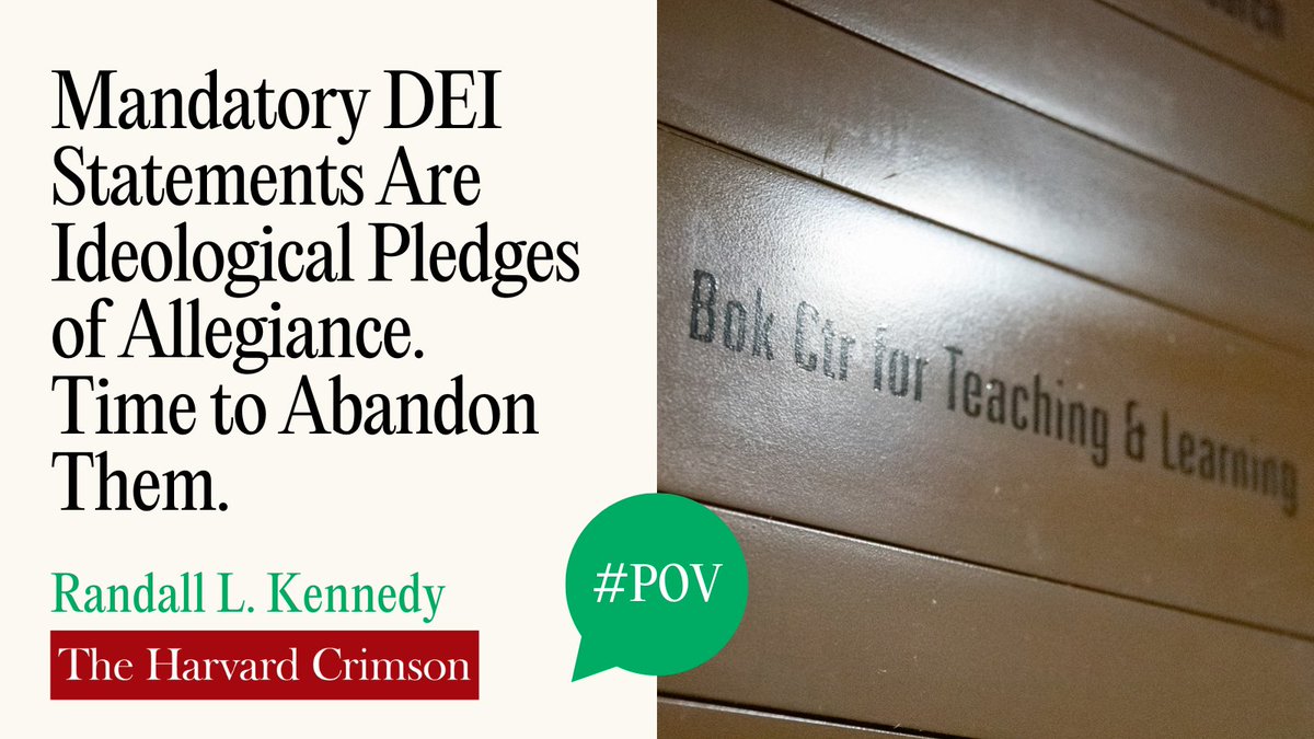 #POV @Harvard requires asst. professors to share their teaching philosophy, including a description of their “orientation toward diversity, equity, and inclusion practices.” But, diversity statements pose a challenge to academic freedom. @thecrimson ow.ly/CMqF50Recx6