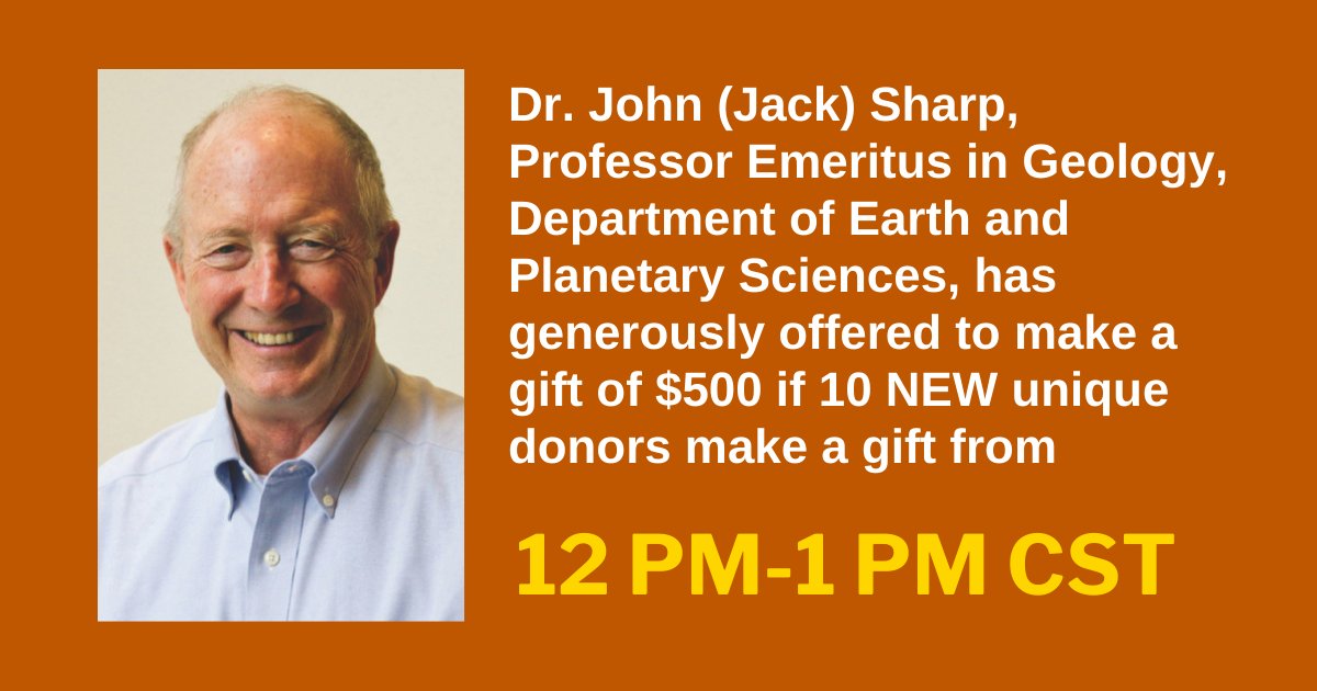 Don’t miss our lunch hour challenge! This is a great opportunity to make the most of your gift and make a difference for the next generation of geoscientists. Give now here: 40for40.utexas.edu/amb/ncs