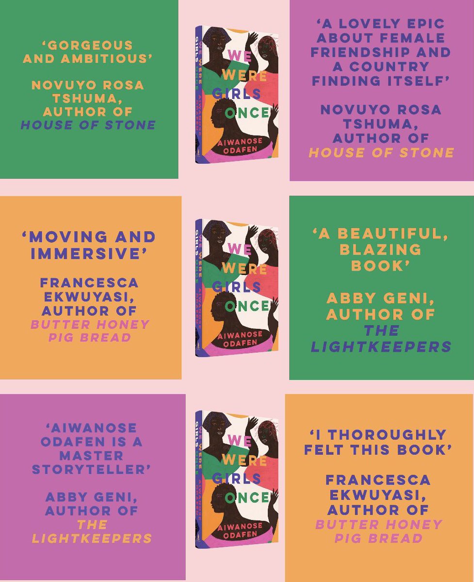 Incredibly grateful to @franekwuyasi , Abby Geni and Novuyo Rosa Tshuma for the very kind reviews. Thank you! We Were Girls Once out April 25th, 2024. Pre-order here: simonandschuster.co.uk/books/We-Were-…