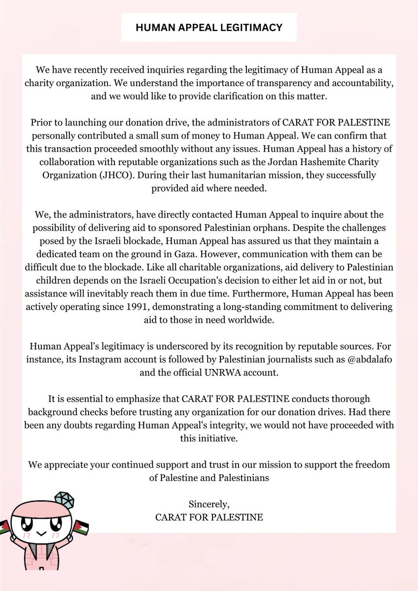 🚨CARATs! We received some questions about the legitimacy of Human Appeal. Below this tweet you can find evidence of human appeals’ work in Gaza!