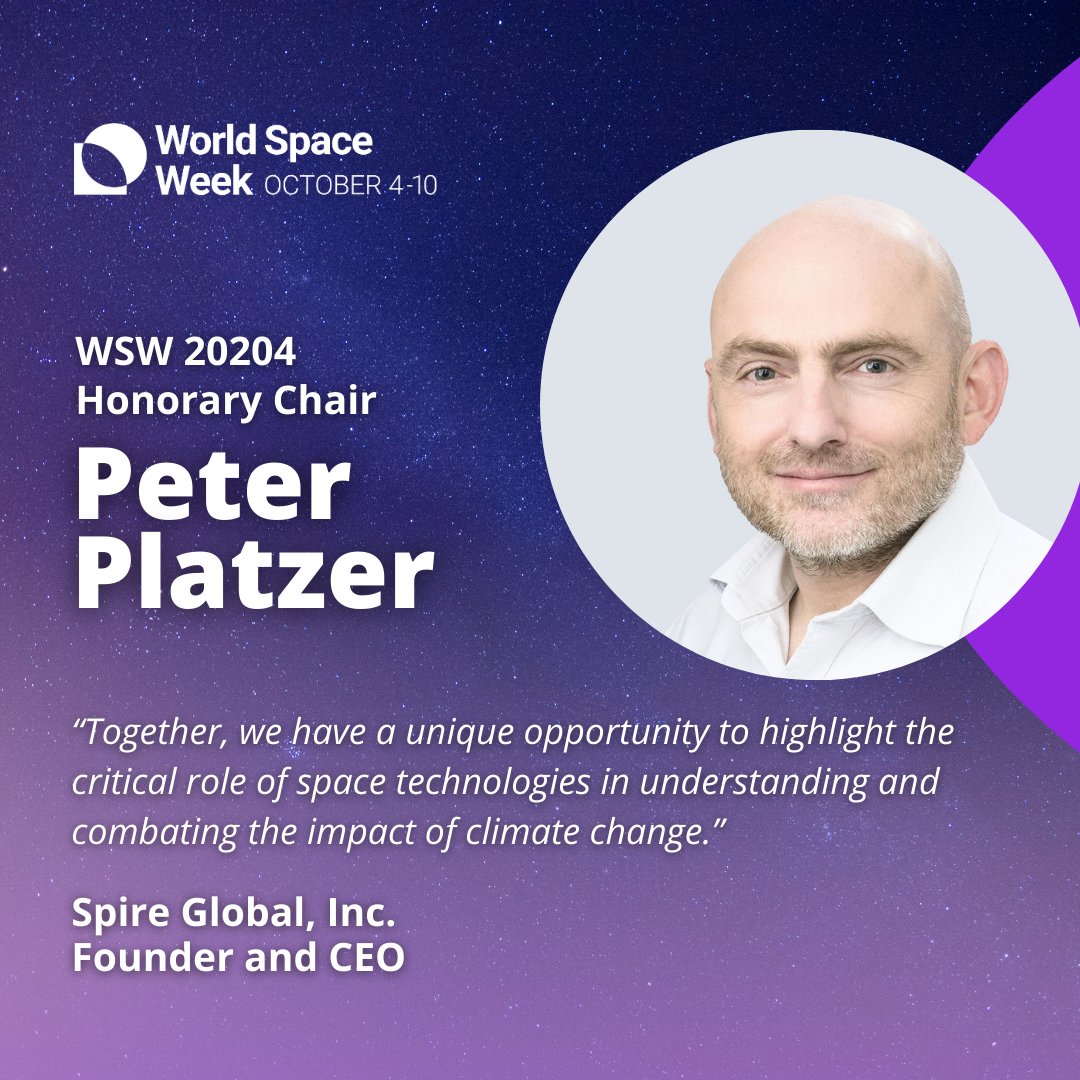 We're thrilled to share that our CEO Peter Platzer has been appointed as the Honorary Chair of @WorldSpaceWeek 2024! This year's theme, 'Space & Climate Change,' underscores the critical role of space-based technology in addressing global challenges! worldspaceweek.org/news/spire-glo…