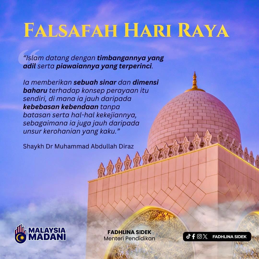 Falsafah Hari Raya 'Islam datang dengan timbangannya yang adil serta piawaiannya yang terperinci' Baca penuh di facebook.com/share/p/zBdPEy… #SesuciLebaran #KaramahInsaniah #MalaysiaMADANI