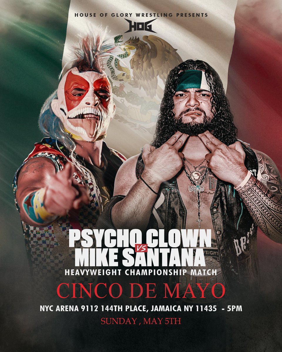 ICYMI: 🇲🇽Cinco De Mayo🇲🇽 HOG Heavyweight Championship Match @Santana_Proud vs @Psychooriginal Tickets: HOGWrestling.net PPV: @FiteTV