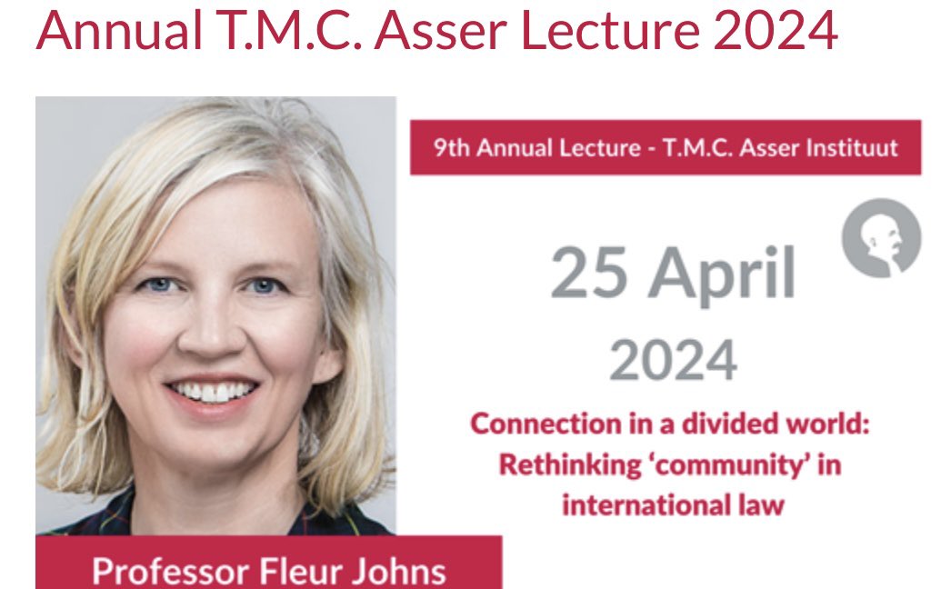 Only two weeks left! Secure your seat for the 9th annual @TMCAsser lecture at the @PeacePalace in The Hague with @FleurEJ on 25 April! asser.nl/annual-lecture…