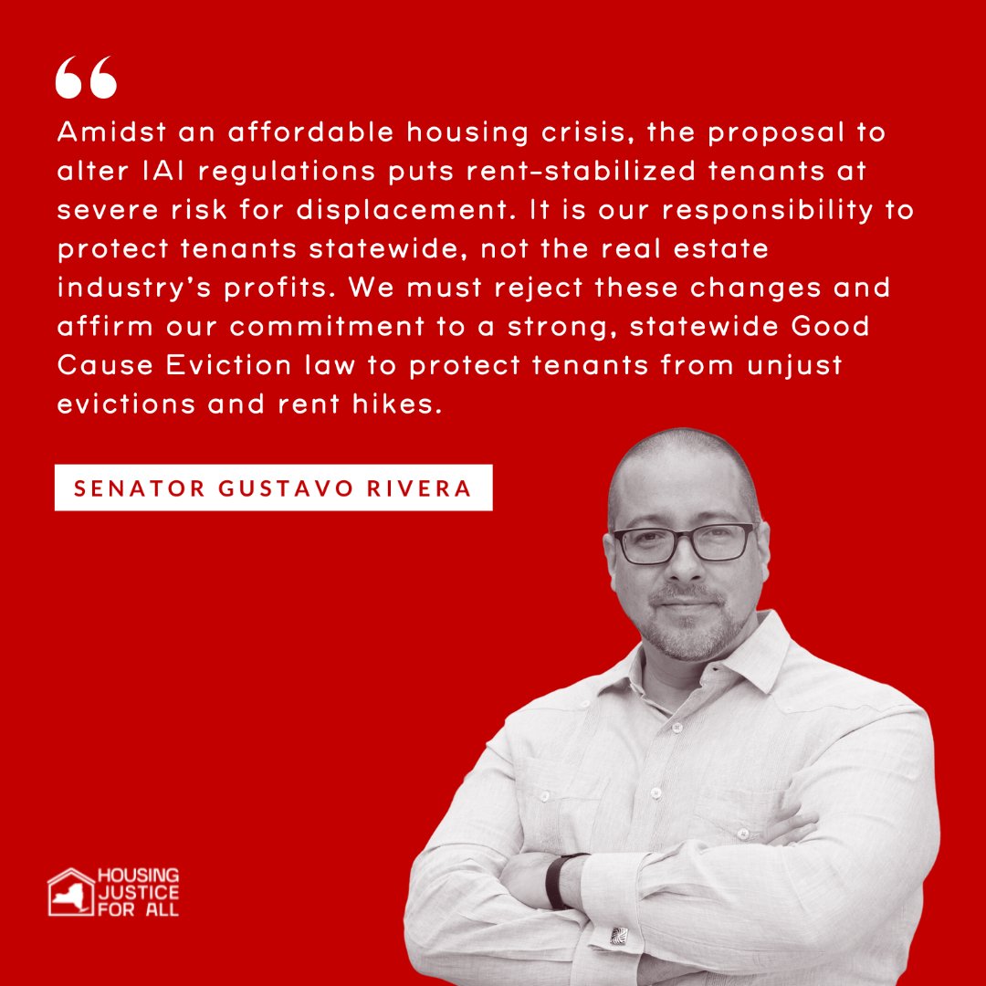 We need tenant protections in this budget, not displacement and much less, catering to the real estate industry. Holding strong with @housing4allNY.