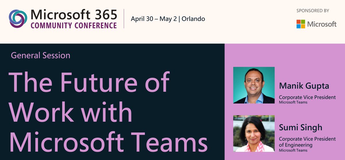 Discover how Microsoft is investing in cutting-edge AI features that enhance teamwork so your whole organization can work smarter with 'The Future of Work With Microsoft Teams' with @ManikGupta & @SumiSinghT at @M365CONF Learn more aka.ms/m365generalses… #M365Con #MicrosoftTeams
