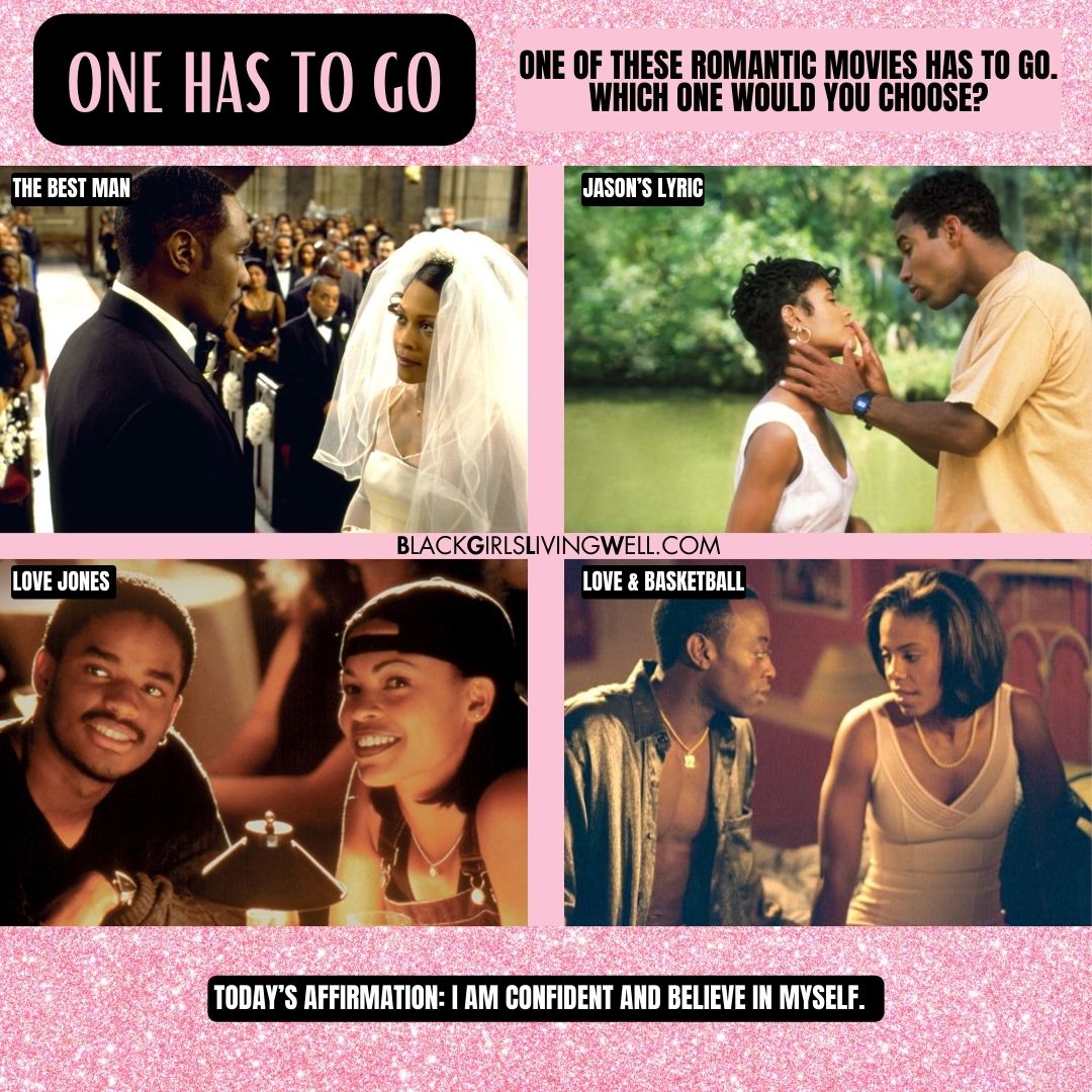 One of these romantic movies has to go. Which one? #morrischestnut #sanaalathan #thebestman #jasonslyric #allenpayne #jadapinkettsmith #lovejones #larenztate #nialong #loveandbasketball #omarepps #onehastogo #onegottago #viral #trending #viralvideo #blacktwitter #blackwomen #bglw