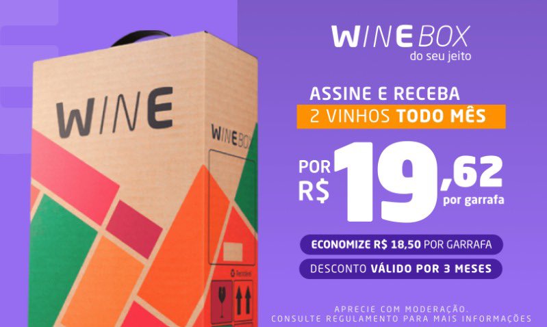 SE LIGA NESSA PROMOÇÃO 2 vinhos por R$19 a garrafa E a boa, você recebe todo mês bit.ly/3xp5AFt