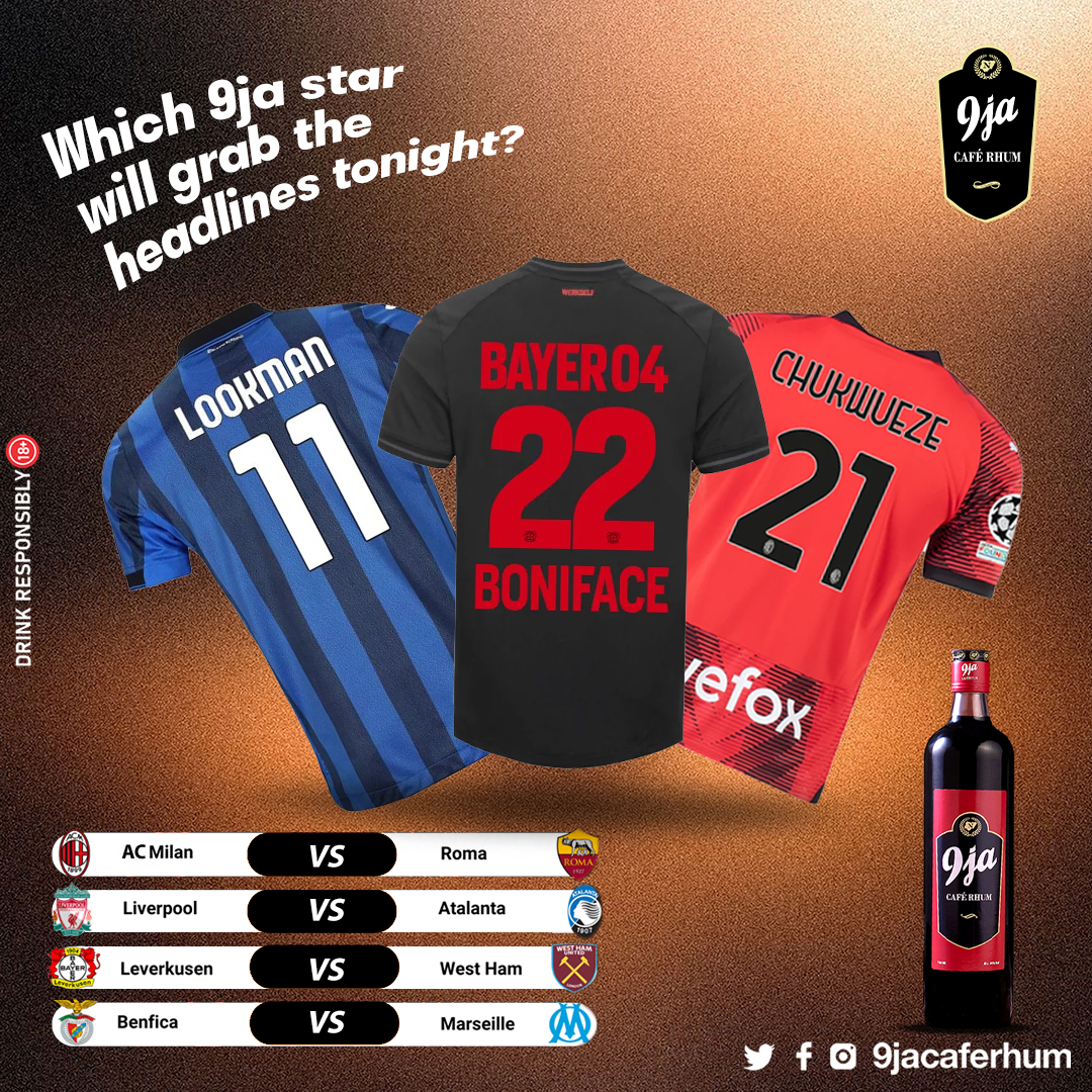 Tonight, @boniface_jrn, @Alookman_, @chukweuze_8 rep the 9ja spirit. Who do you think will shine through? Share your thoughts in the comments section. 

#ThursdayNightFootball #UEL #9jaCafeRhum #Rhumers #TrueRhumers