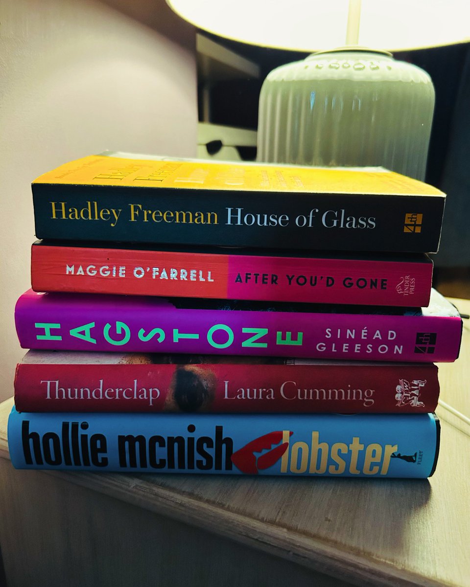 Current stack - brilliant new books Lobster by @holliepoetry & Hagstone by @sineadgleeson plus other faves I’ve recently finished by @LauraCummingArt Maggie O’Farrell and @HadleyFreeman …🙌🙌🙌