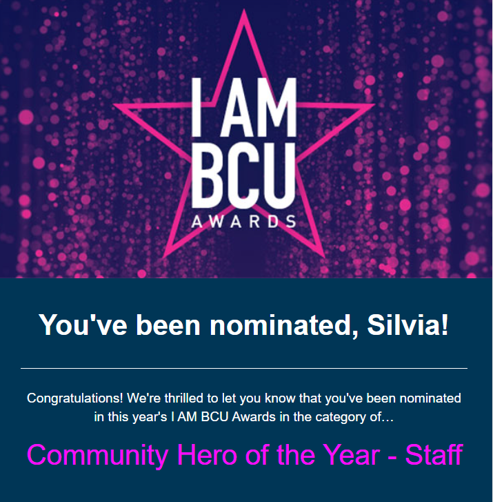 I got a lovely surprise in my email today! #IAMBCUAwards