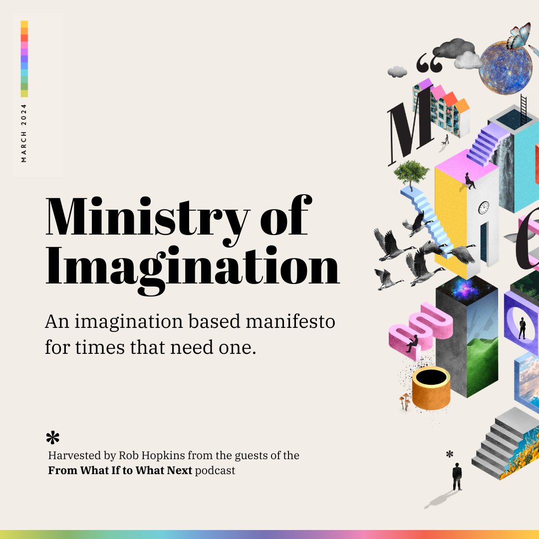 Stand by. I'll be posting this on Monday, supported by @BoomtownFair @WakeTheTiger_ teamlove.org @transitiontowns and @BathSpaUni. In a year when 49% of the world go to the polls, here's 'An imagination-based manifesto for times that need one'. Landing on Monday.