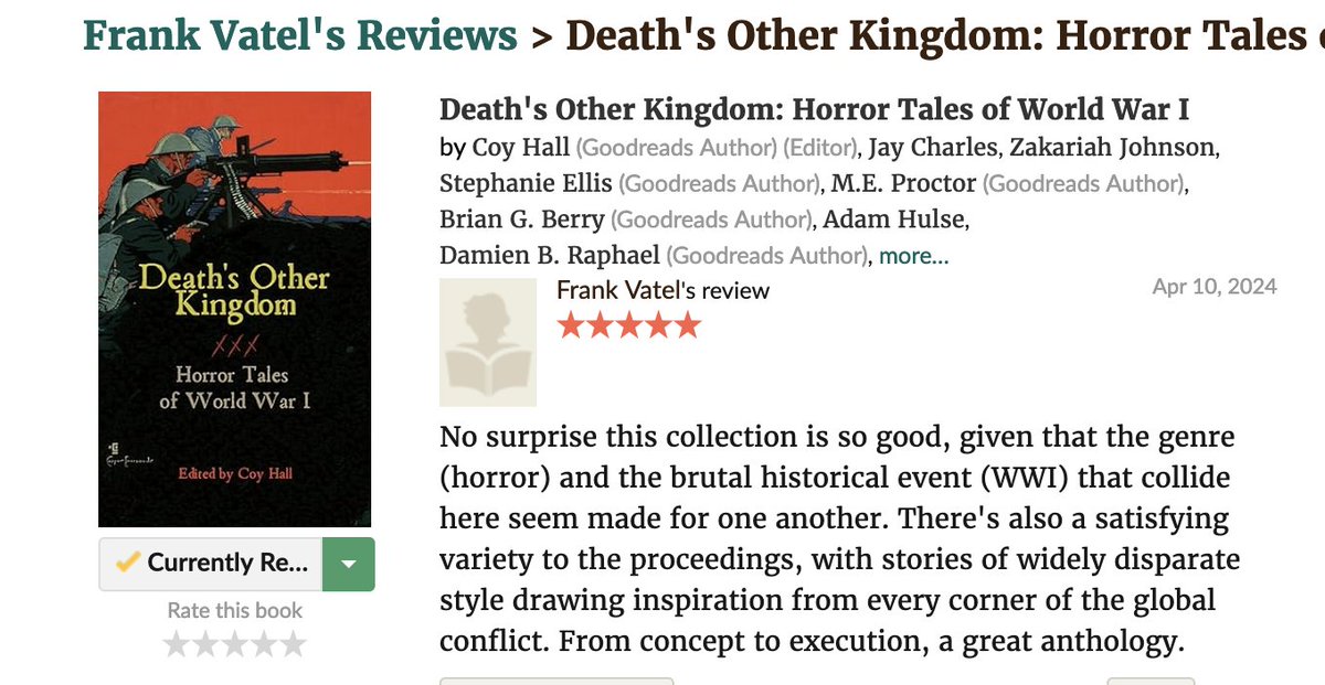 Excellent review of Death's Other Kingdom: Horror Tales of WWI from @Vatel1675!