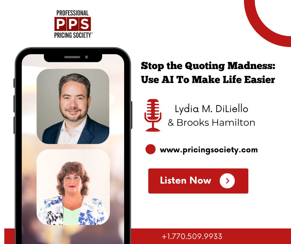 #NewPodcast- Ahead of their workshop at #PPSCHI24, Brooks Hamilton and Lydia M. DiLiello join the PPS podcast to discuss using AI in pricing. Check it out here! pricingsociety.com/podcast/episod…