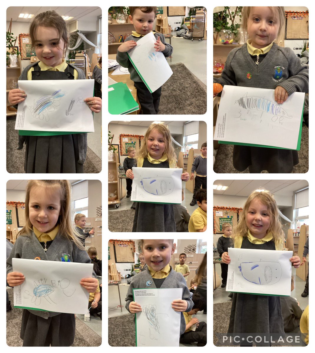 In nursery we have been learning all about Sharks.🦈 Today the children drew a shark and wrote initial sounds to describe the shark. You are all amazing writers and should be so proud.😊 @mesne_lea