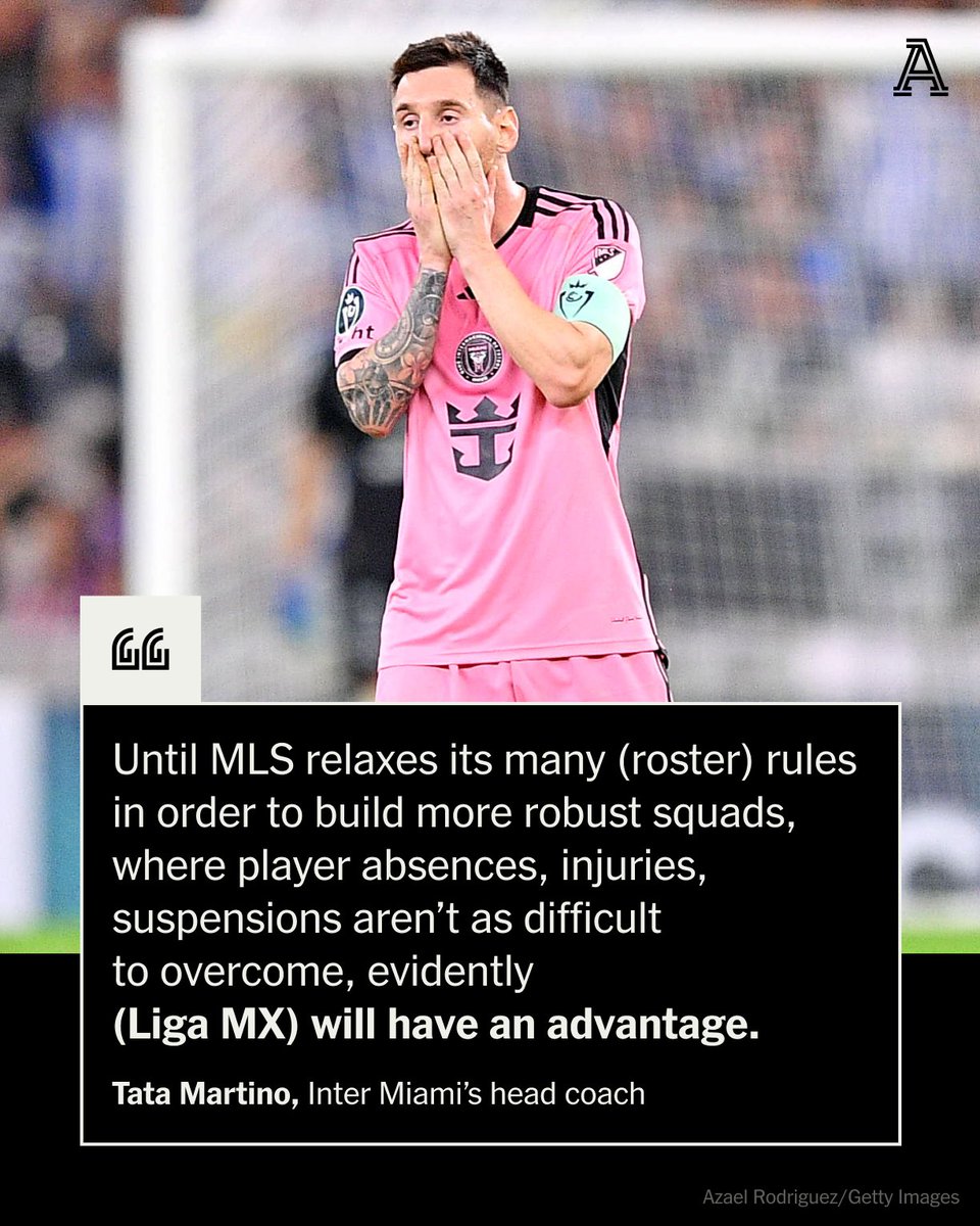 Lionel Messi’s Inter Miami saw its dream of a continental trophy ended Wednesday by Monterrey in the quarterfinals of the CONCACAF Champions Cup. More on the hostile receptions for Messi and Tata Martino and the differences in roster construction ⤵️ theathletic.com/5407512/2024/0…