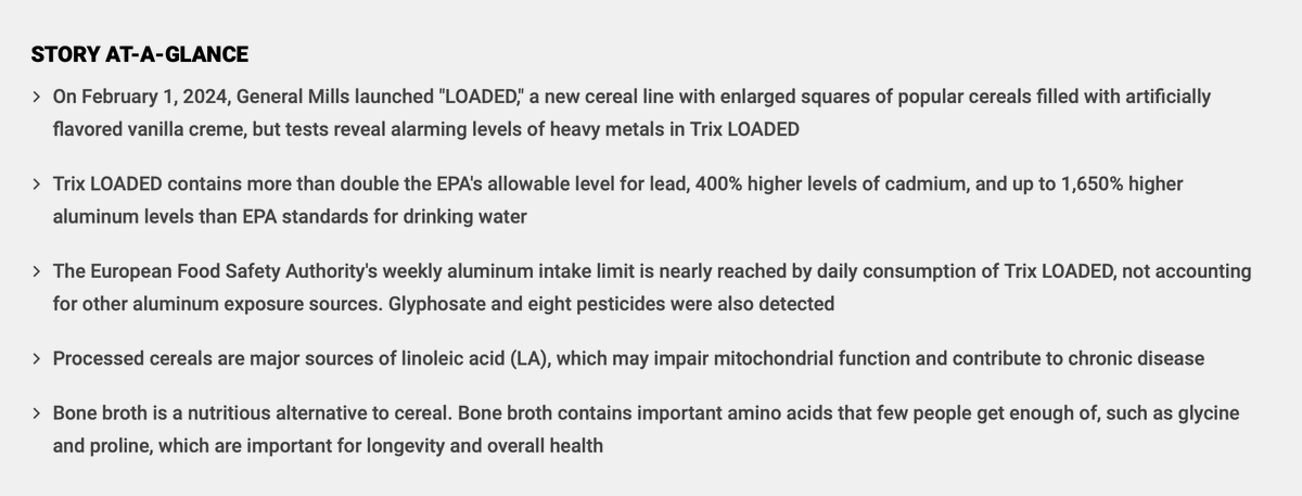 Parental Alert: @mercola and I are 100% aligned on this one.  Ditch the cereals and serve a bone broth for breakfast.  Rethink the advertising  hype/industrial food-like garbage that has been sold to us for decades.