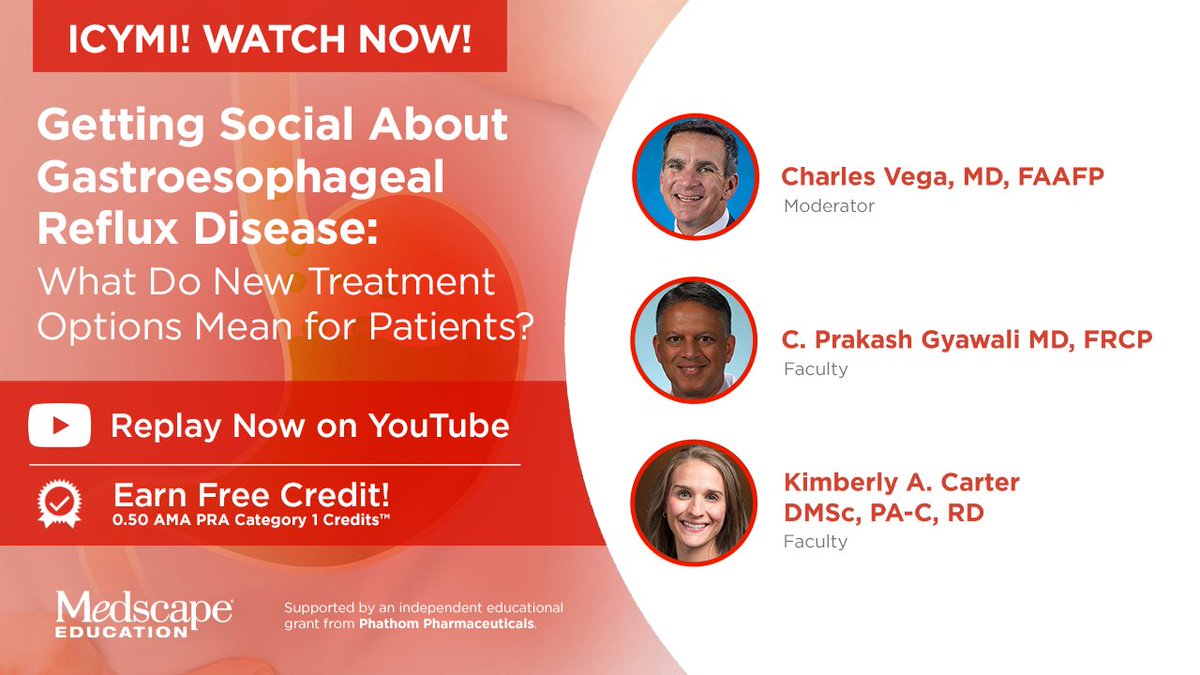 🎈 ICYMI! The latest #GERD treatment options can make a real impact on your patients' QOL. Watch the replay now with @DrVegaUnleashed and his esteemed colleagues. ➡️ ms.spr.ly/6011ctN7N ➕ Earn free #CME credit at the end!