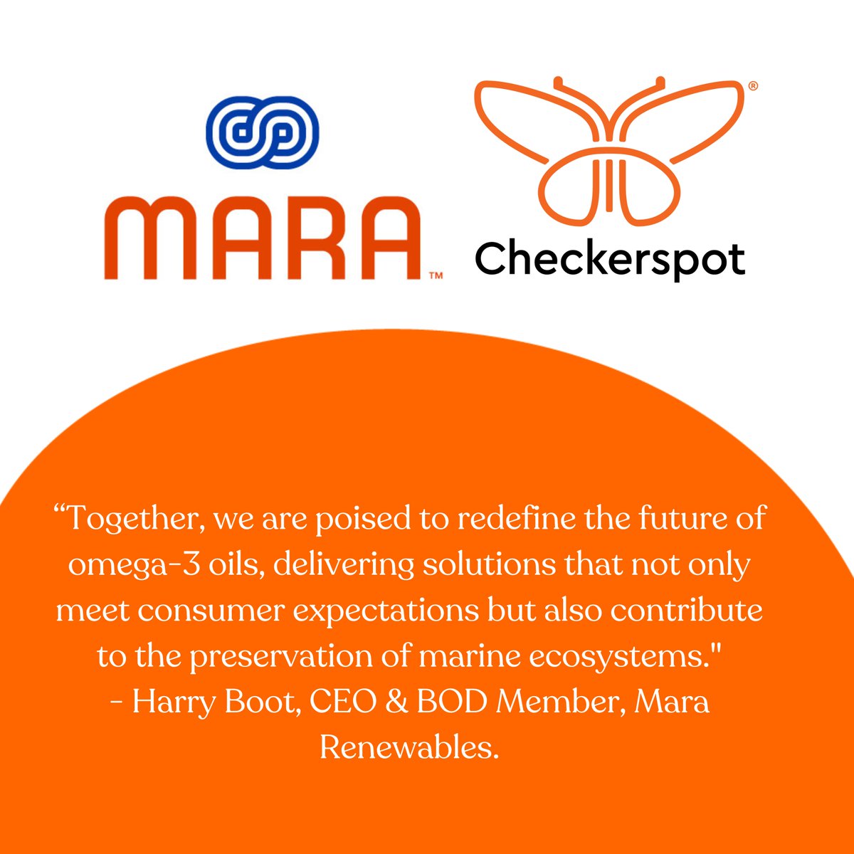 Checkerspot (@checkerspot_) on Twitter photo We're proud to announce our partnership with Mara Renewables (<a href="/mara_corp/">Mara Renewables Corporation</a>), a pioneer in sustainable nutrition solutions, to revolutionize the sourcing of long chain Omega-3 oils. Together, we aim to develop and commercialize more sustainable alternatives from microalgae oil! We're proud to announce our partnership with Mara Renewables (<a href="/mara_corp/">Mara Renewables Corporation</a>), a pioneer in sustainable nutrition solutions, to revolutionize the sourcing of long chain Omega-3 oils. Together, we aim to develop and commercialize more sustainable alternatives from microalgae oil!