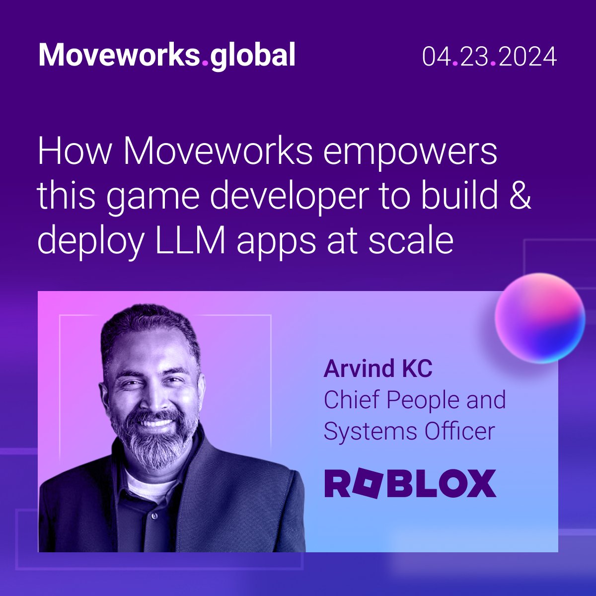 Join us at Moveworks.global to hear @arvindkc, Chief People and Systems Officer at @Roblox, discuss how Moveworks allows him and his team to tap into the power of LLMs. 💡Register today: global.moveworks.com/2024