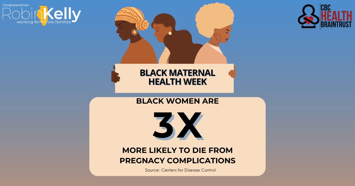 In the United States, Black women are 3x more likely to die from pregnancy complications than white women — this is unacceptable. I am proud to work with @RepRobinKelly to support mothers and babies in my district and across the country. #BlackMaternalHealthWeek