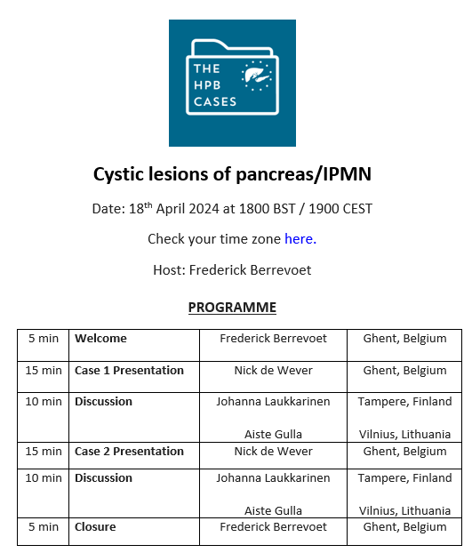 EAHPBA's tweet photo. 🌟#HPBCases Session 5
Cystic lesions of pancreas/IPMN
Register for Free -
https://t.co/CqaDy1lewt
@IHPBA https://t.co/GQ85F1EY06