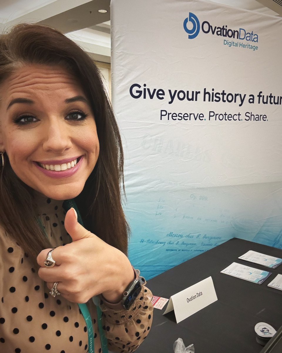 Representing @ovationdata this morning at #NCPHUHS2024! Come by and see me to learn how we can help you preserve your aging media and give your history a future! 

PS - We also have adorable magnets.