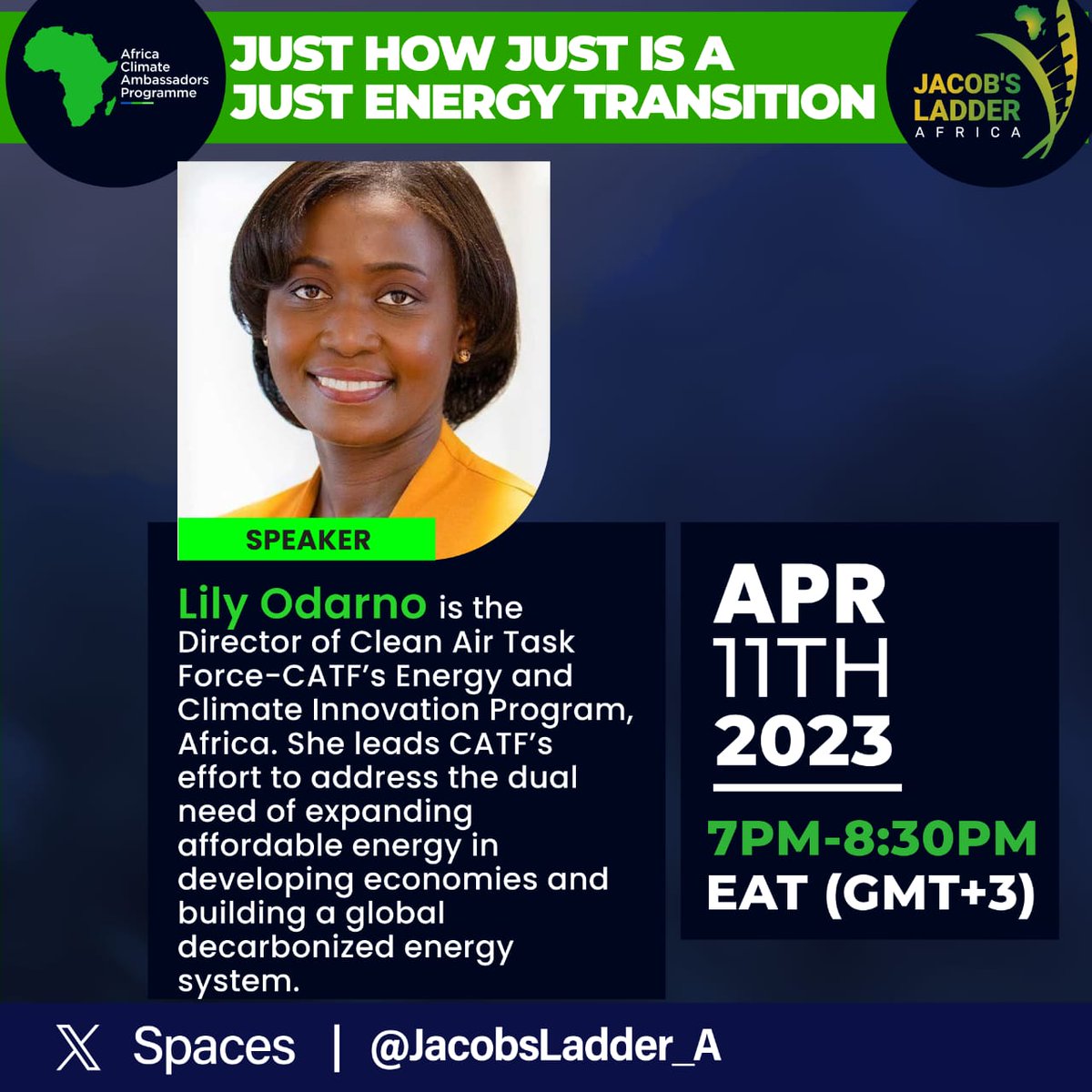 How can youth-led initiatives leverage technology for sustainable development? Let's discuss innovative approaches to harnessing tech for a greener Africa.
#JustEnergyAfrica #ACAP2024
Jacobs Ladder Africa
@ACAProgramme @JacobsLadder_A
@Sellahb