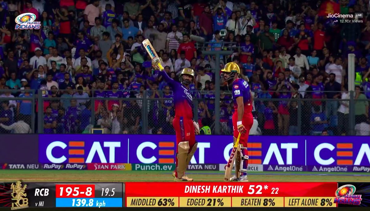 Appreciation post for Dinesh Karthik, what a beautiful knock. We have a perfect finisher this season, The only thing which hurts me is that this is his last season.💔