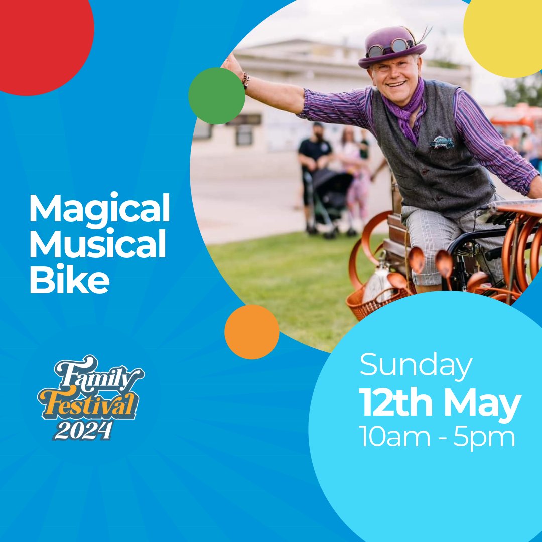 📢 FAMILY FESTIVAL ENTERTAINMENT ACT 📢 We are excited to have Magical Musical Bike at our annual Family Festival on Sunday 12th May. Book your ticket here 🎉reaseheath.ac.uk/familyfestival #WeAreReaseheath #ReaseheathFamFest24