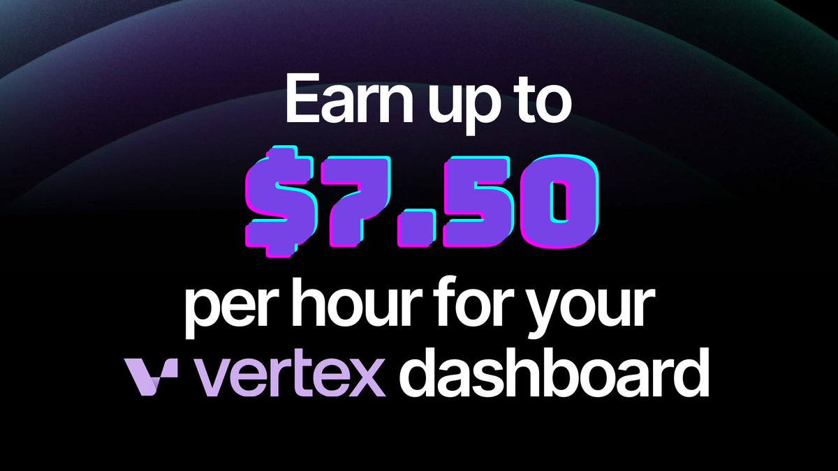 A MASSIVE boost for all @vertex_protocol dashboards begins tomorrow! Stuff your bags with a 5x rewards boost on all Vertex insights 💰 (Pro tip: Vertex liquidity & yield farming alfa are now easier to find on Flipside) Read on to learn how to earn: 🧵📊