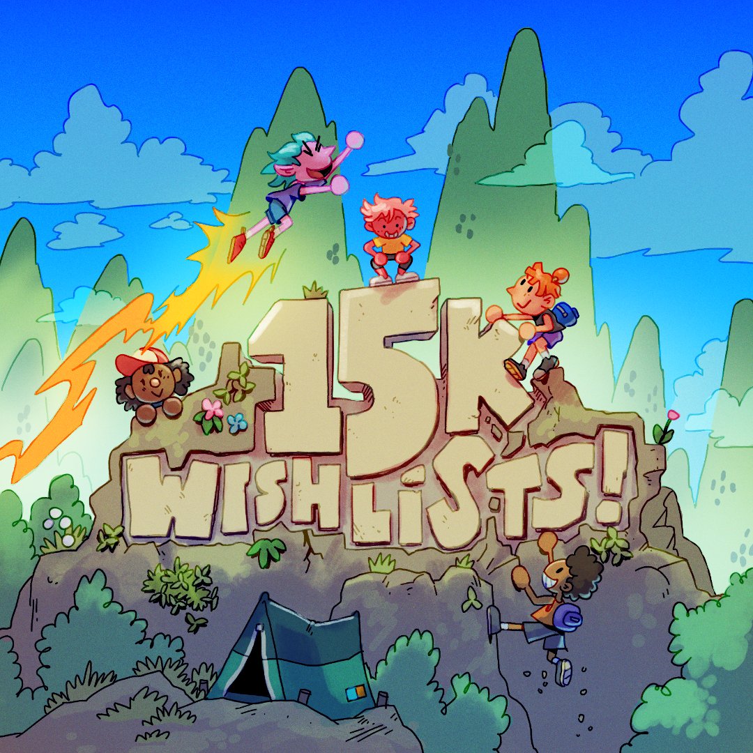 Huge milestone today! You got us to 15k wishlists on Steam! I wanted to draw 15k little climbers to represent you all, please forgive me and just imagine there are more climbers out of frame. Only a little bit left to go until launch now!🎈