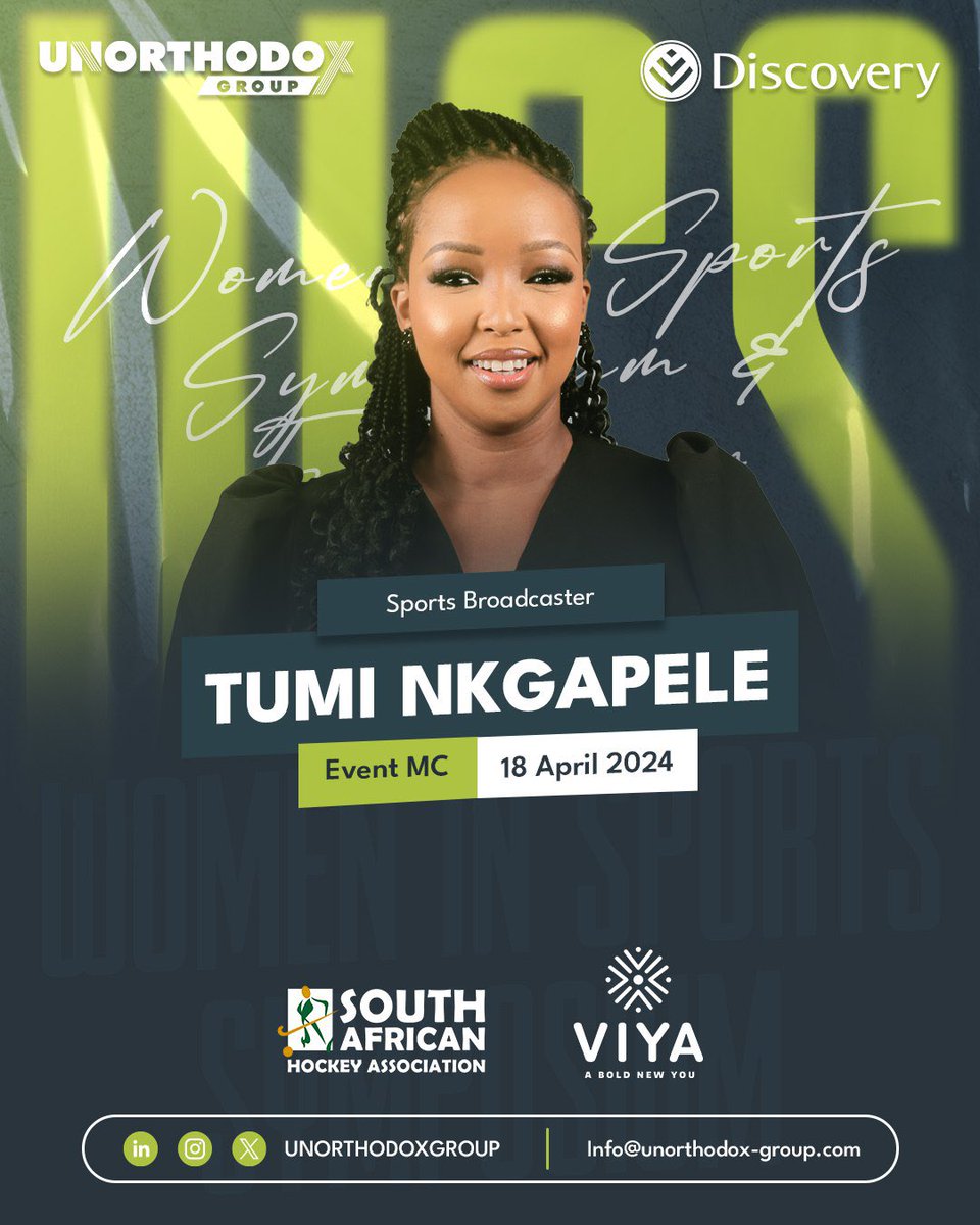 @TumiNkgapele , our dynamic MC for the day! As a seasoned sports broadcaster, she's set to ignite the stage with her infectious energy and expertise.

#womeninsports #publicrelations #workbyunorthodox