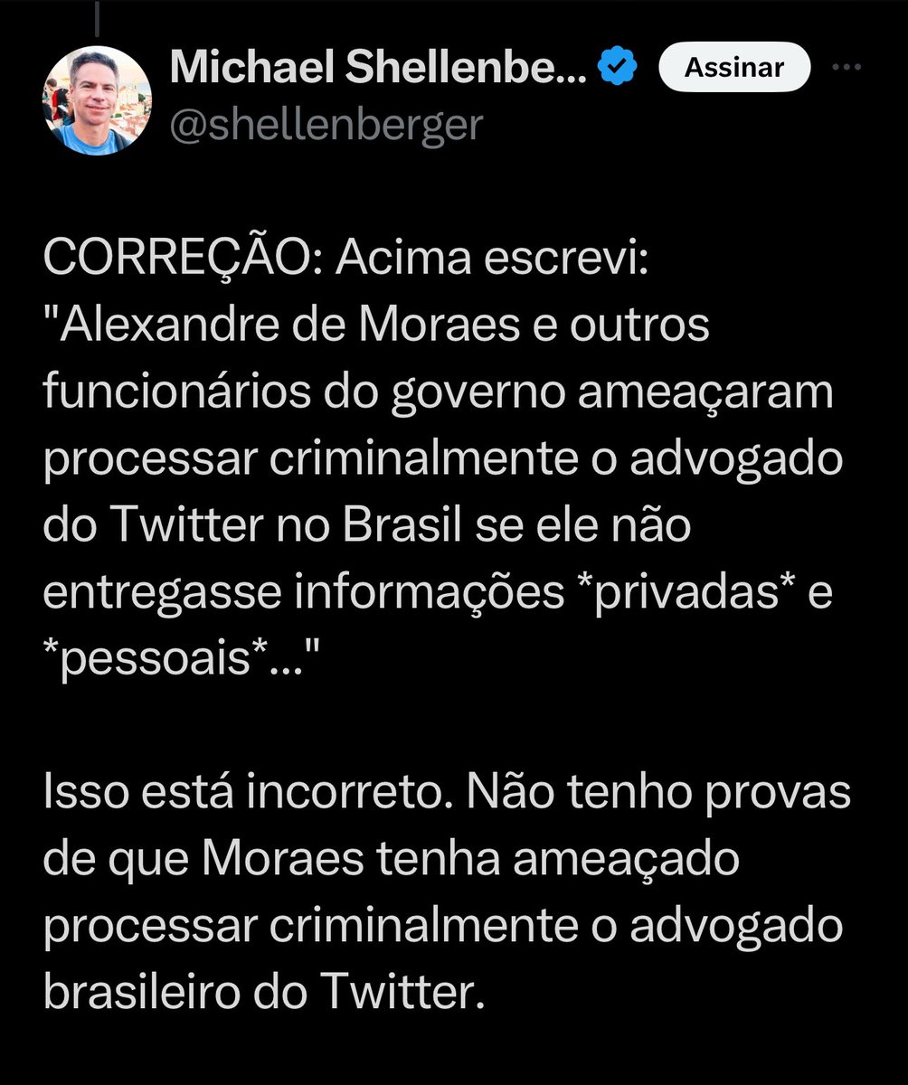 Trecho de post reconhecendo o que mostramos no fio aqui. Existe um famoso método usado na propaganda política, de causar um enorme buzz, disseminando acusações sem base fática, e portanto sem provas, e depois se desculpar pelo equívoco.