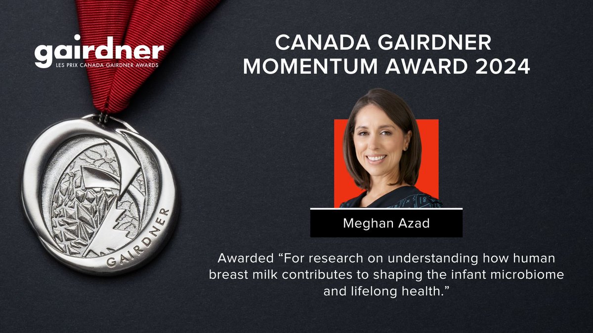 Congratulations to Dr. Meghan Azad, recipient of 2024 Canada Gairdner Momentum Award! 👏 This award is a global recognition of Dr. Azad's innovative research on human breast milk and the infant microbiome. Read more about this incredible accomplishment: chrim.ca/news/dr-meghan…