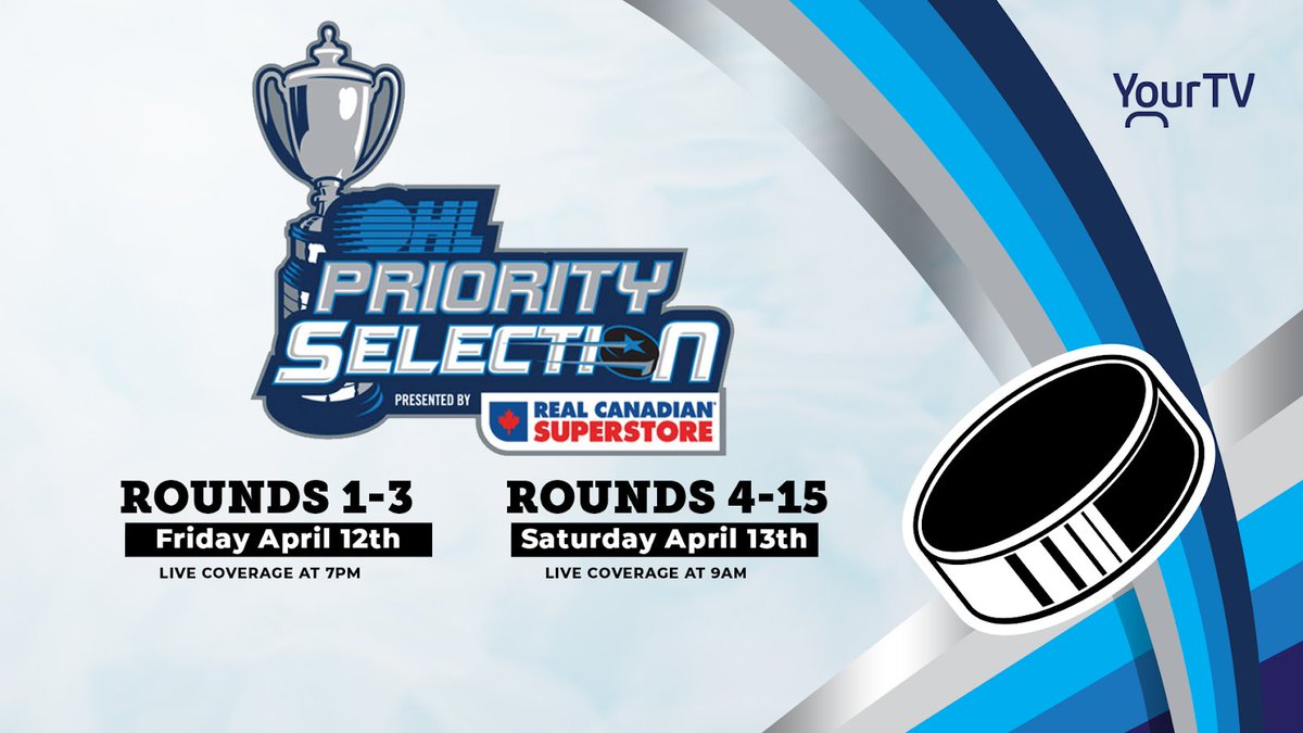 Get a first look at the next wave of Ontario Hockey League talent as #YourTV brings you Live coverage of the 2024 #OHL Priority Selection. #OHLDraft @OHLHockey @OHLIceDogs @SpitsHockey @OHLBattalion @PetesOHLhockey @StingHockey @KingstonFronts @cogeco