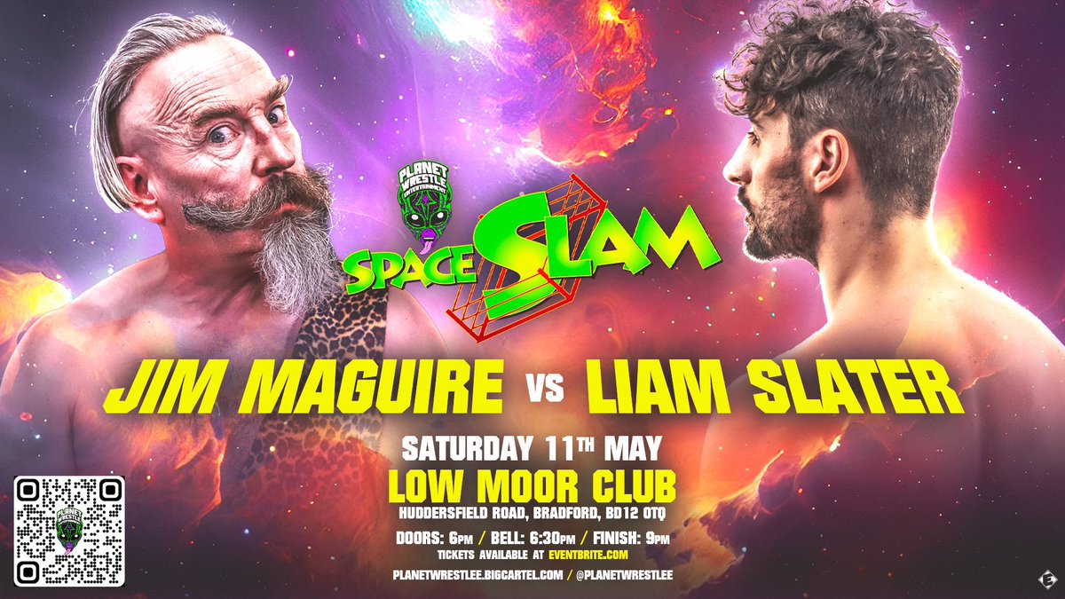 Match announcement for SpaceSlam!! 🏀👽 Jim Maguire takes on @Liam_SLTR !! Get tickets now at eventbrite.co.uk/e/live-wrestli…