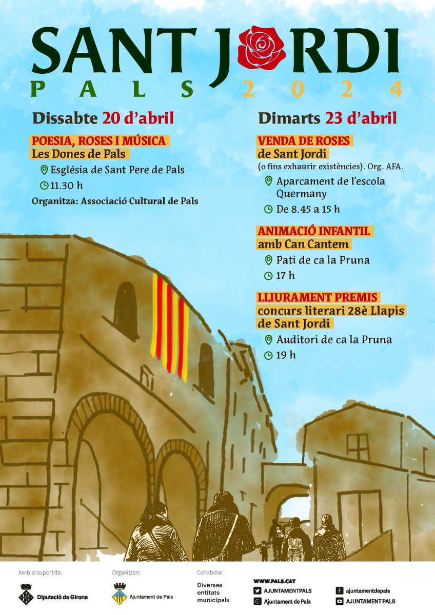 🌹💫 Celebra Sant Jordi a #Pals amb una festa plena de cultura i tradició! El 23 d'abril, vine i participa en les activitats organitzades per celebrar la diada.