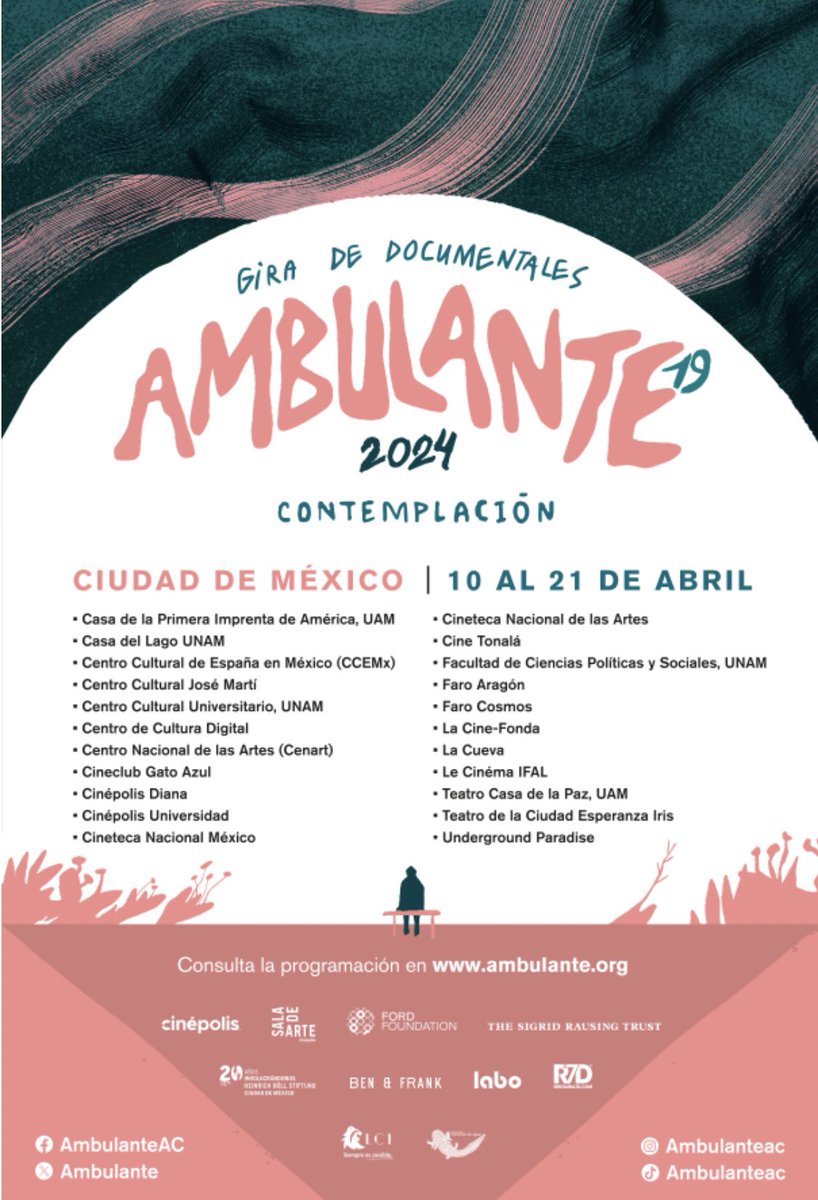 Arranca la 19.ª edición de Ambulante Gira de Documentales en CDMX del 10 al 21 de abril, con 78 actividades repartidas en 22 sedes, consulta programación ambulante.org @Ambulante