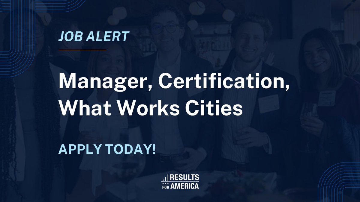 🗣️ We're #hiring! Results for America is seeking a dynamic professional with a passion for improving the performance of city government with strong research, analytical and interpersonal skills to join the Certification team. 

Learn more &amp; apply here! ⬇️
bit.ly/49s1D08